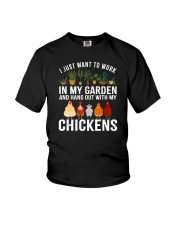 I Just Want To Work In My Garden Chickens Youth T-Shirt tile