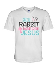 Silly Rabbit Easter Is For Jesus V-Neck T-Shirt tile