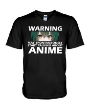 Warning May Spontaneously Start Talking Anime V-Neck T-Shirt tile