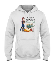 Easily Distracted By Chickens And Plants Hooded Sweatshirt tile