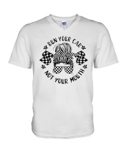 Run Your Car Not Your Mouth V-Neck T-Shirt tile