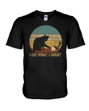 I Do What I Want Cat V-Neck T-Shirt tile