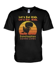 Let's Eat Kids Let's Eat Kids Punctuation Saves Lives V-Neck T-Shirt tile