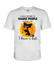 I Fully Intend To Haunted People I Have A List V-Neck T-Shirt tile