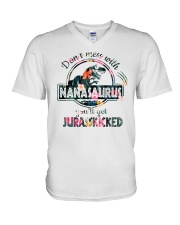 Don't Mess With Nanasaurus V-Neck T-Shirt tile