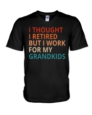 I Thought I Retired But I Work For My Grandkids V-Neck T-Shirt tile