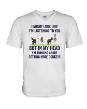 I Might Look Like I'm Listening To You Donkeys V-Neck T-Shirt tile