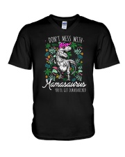 Don't Mess With Mamasaurus V-Neck T-Shirt tile
