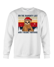 On The Naughty List And I Regret Nothing Sloth Crewneck Sweatshirt tile
