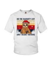 On The Naughty List And I Regret Nothing Sloth Youth T-Shirt tile