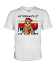 On The Naughty List And I Regret Nothing Sloth V-Neck T-Shirt tile