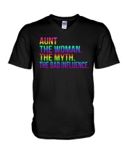 Aunt The Woman The Myth The Bad Influence V-Neck T-Shirt tile
