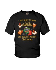 I Just Want To Work In My Garden Chickens Youth T-Shirt tile