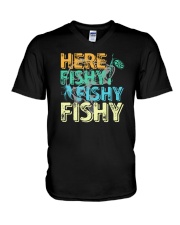 Here Fishy Fishy Fishy V-Neck T-Shirt tile