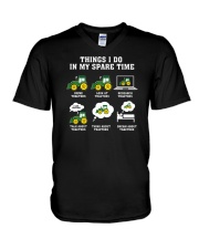 Things I Do In My Space Time Tractors V-Neck T-Shirt tile