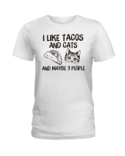 I Like Tacos And Cats And Maybe 3 People Ladies T-Shirt tile