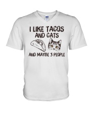 I Like Tacos And Cats And Maybe 3 People V-Neck T-Shirt tile