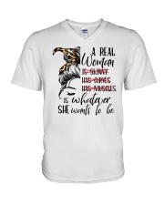 A Real Woman Is Whatever She Want To Be V-Neck T-Shirt tile