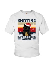 Knitting Because Murder Is Wrong Youth T-Shirt tile