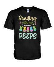 Reading With My Peeps V-Neck T-Shirt tile