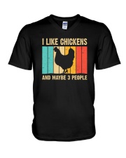 I Like Chickens And Maybe 3 People V-Neck T-Shirt tile