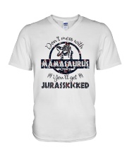 Don't Mess With Mamasaurus V-Neck T-Shirt tile