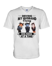 Driving My Husband Crazy One Horse At A Time V-Neck T-Shirt tile