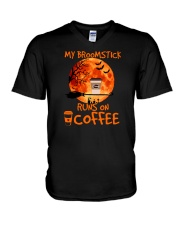 My Broomstick Runs On Coffee V-Neck T-Shirt tile