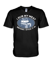 I Rub My Meat Before I Stick It In V-Neck T-Shirt tile