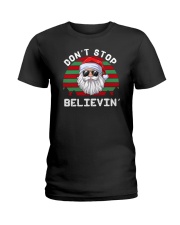 Don't Stop Believin' Santa Ladies T-Shirt tile