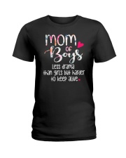 Mom Of Boys Less Drama Than Girls Ladies T-Shirt tile