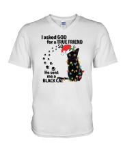 I Asked God For A True Friend So He Sent Me A Black Cat V-Neck T-Shirt tile