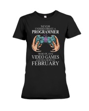 Never underestimate a programmer loves gaming Premium Fit Ladies Tee tile