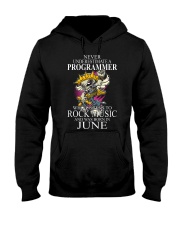 Never underestimate a programmer loves Rock Hooded Sweatshirt tile