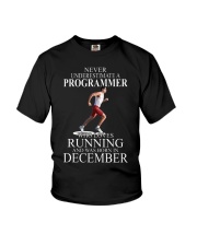 Never underestimate a programmer loves running Youth T-Shirt tile