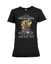 Never underestimate a programmer loves Rock Premium Fit Ladies Tee tile