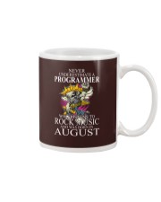 Never underestimate a programmer loves Rock Mug tile