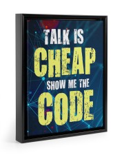 Talk is cheap Floating Framed Canvas Prints Black tile