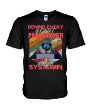 Behind great programmer V-Neck T-Shirt thumbnail