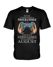 Never underestimate a programmer loves gaming V-Neck T-Shirt tile
