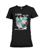 A man Premium Fit Ladies Tee tile