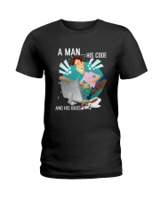 A man Ladies T-Shirt tile