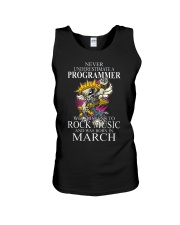 Never underestimate a programmer loves Rock Unisex Tank tile