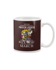 Never underestimate a programmer loves Rock Mug tile
