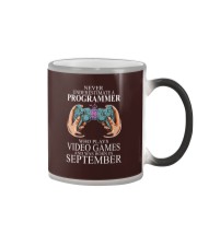 Never underestimate a programmer loves gaming Color Changing Mug tile