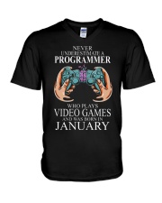 Never underestimate a programmer loves gaming V-Neck T-Shirt tile