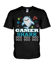Gamer shark V-Neck T-Shirt thumbnail
