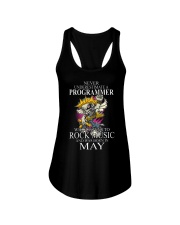 Never underestimate a programmer loves Rock Ladies Flowy Tank tile