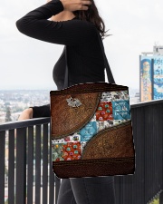 Personalized Camping Leather Pattern Printed All-over Tote aos-all-over-tote-lifestyle-front-05