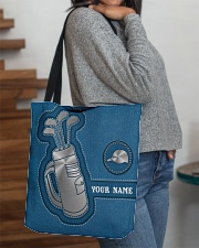 Personalized Golf Leather Printed Blue All-over Tote aos-all-over-tote-lifestyle-front-09